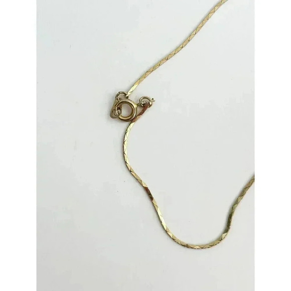 Blue Sapphire Cubic Zirconia Gold Toned Vintage Oval Pendant Necklace - 18" - Picture 4 of 7